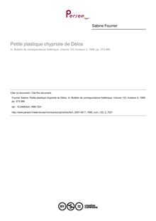 Petite plastique chypriote de Délos - article ; n°2 ; vol.123, pg 373-388