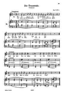 Partition No. 5: Die Trauernde, 6 chansons, 6 Gesänge, Brahms, Johannes par Johannes Brahms