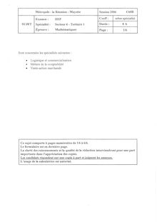 Mathématiques 2006 BEP - Métiers de la comptabilité