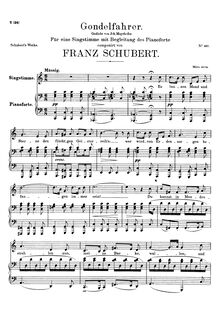 Partition complète, Gondelfahrer, D.808, The Gondolier, Schubert, Franz par Franz Schubert