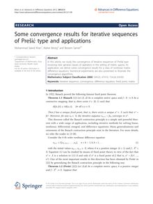 Some convergence results for iterative sequences of PrešiÄ‡ type and applications
