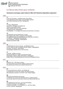 Sommaires et principaux sujets traités de 1968 à 2010 (Numéros ...