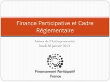 Finances Participatives et cadre réglementaires