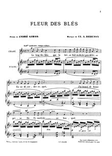 Partition complète, Fleur des blés, Debussy, Claude