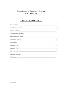 Department of Computer Science CVS Tutorial TABLE OF CONTENTS