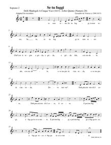 Partition Soprano 2 enregistrement , Madrigali A Cinque Voci [Libro Quinto] par Carlo Gesualdo