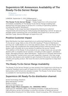 Supermicro UK Announces Availability of The Ready-To-Go Server Range