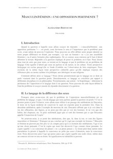 I. Introduction II. Le langage de la différence des sexes