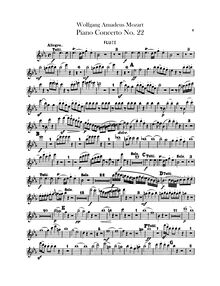 Partition flûte, Piano Concerto No.22, E♭ major, Mozart, Wolfgang Amadeus