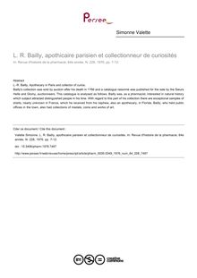 L. R. Bailly, apothicaire parisien et collectionneur de curiosités - article ; n°228 ; vol.64, pg 7-12