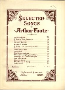 Partition Cover Page (color), 3 chansons, Op.55, Foote, Arthur par Arthur Foote