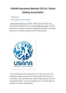 USANA Becomes Member Of U.K. Direct Selling Association