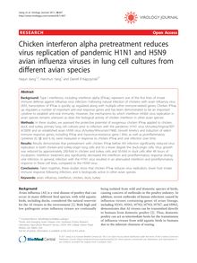 Chicken interferon alpha pretreatment reduces virus replication of pandemic H1N1 and H5N9 avian influenza viruses in lung cell cultures from different avian species