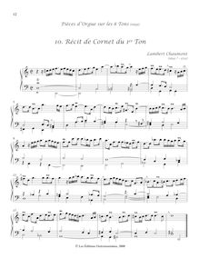 Partition , Récit de Cornet du 1er Ton, Pièces d’orgue sur les 8 tons
