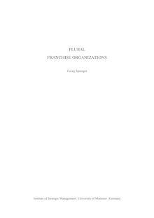Plural franchise organizations [Elektronische Ressource] / Georg Spranger