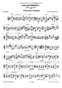 Partition complète, Prelude No.2, A minor, Tárrega, Francisco