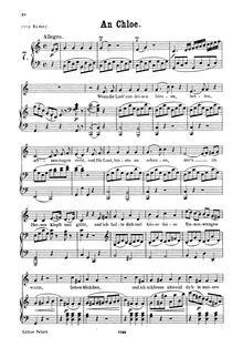 Partition complète (C major), An Chloe, E♭ major, Mozart, Wolfgang Amadeus