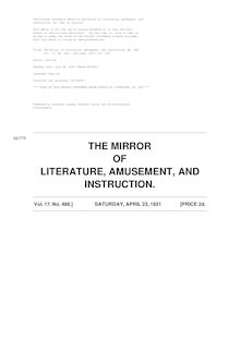 The Mirror of Literature, Amusement, and Instruction - Volume 17, No. 486, April 23, 1831