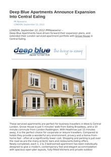 Deep Blue Apartments Announce Expansion Into Central Ealing