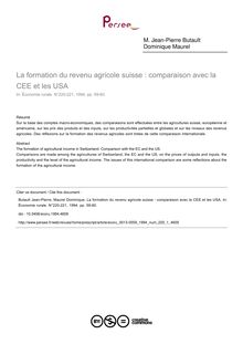 La formation du revenu agricole suisse : comparaison avec la CEE et les USA - article ; n°1 ; vol.220, pg 59-60