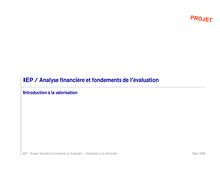 IEP / Analyse financière et fondements de l évaluation