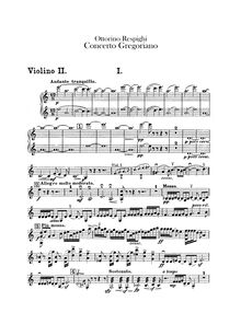 Partition violons II, Concerto Gregoriano, Respighi, Ottorino