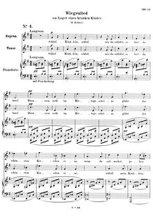 Partition No. , Wiegenlied am Lager eines kranken Kindes (Fr. Hebbel), 4 duos, Op.78