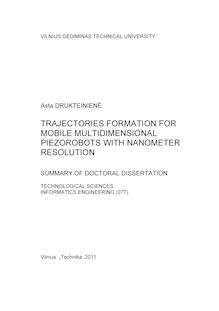 Trajectories Formation for Mobile Multidimensional Piezorobots with Nanometer Resolution ; Nanometrų skyros judančių daugiamačių pjezorobotų trajektorijų formavimas