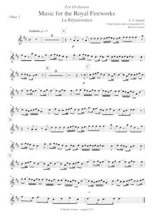 Partition hautbois 2, Music pour pour Royal Fireworks, Fireworks Music par George Frideric Handel
