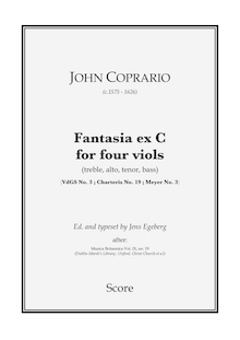 Partition complète, Fantasia pour 4 violes de gambe, Coperario, John par John Coperario