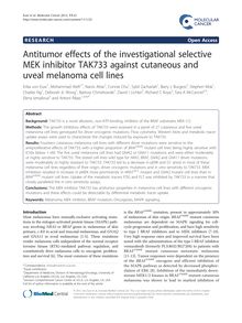 Antitumor effects of the investigational selective MEK inhibitor TAK733 against cutaneous and uveal melanoma cell lines