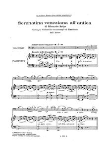 Partition de piano et partition de viole de gambe, Serenatina veneziana all antica