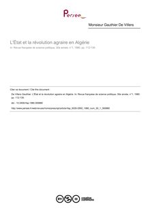 L État et la révolution agraire en Algérie - article ; n°1 ; vol.30, pg 112-139