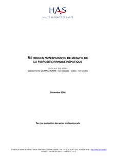 Méthodes non invasives d’évaluation de la fibrosecirrhose hépatique - Avis HAS tests non invasifs mesure fibrose cirrhose - décembre 2008