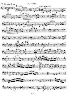Partition basson, vent quintette No.2, Op.88 No.2, Quintuor II en Mi bémol (Es-Dur), Op.88 No.2