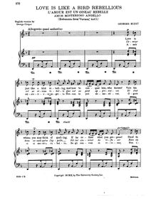 Partition complète (D major: medium voix et piano), Carmen