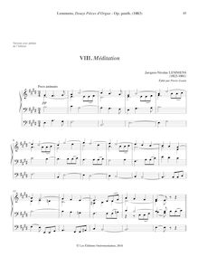 Partition 8b. Méditation en E major (avec pédale), orgue Music, Œuvres inédites de J.-N. Lemmens