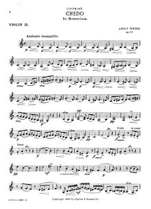 Partition violon 2, Credo, Op.53, In Memoriam, Weidig, Adolf