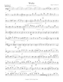 Partition Trombone 2 , partie, Waltz pour Trombone quatuor, D Minor