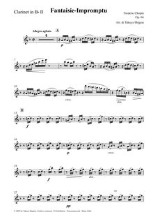 Partition B♭ clarinette 2, Fantaisie-impromptu, C♯ minor, Chopin, Frédéric