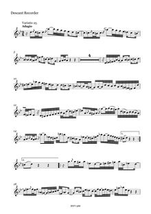 Partition Var.25 - Descant enregistrement , Goldberg-Variationen