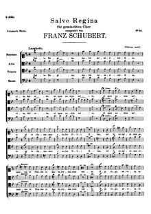 Partition Vocal score, Salve Regina, D.386, B♭ major, Schubert, Franz