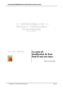 La cause de béatification de Jean Paul II suit son cours