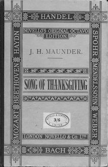 Partition complète, Song of Thanksgiving, A Cantata for Harvest and General Festival Use