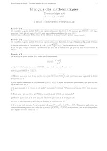 Travaux dirigés de français des mathématiques - FLE pour l entrée en CPGE scientifique, Dérivation vectorielle
