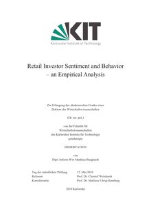 Retail investor sentiment and behavior [Elektronische Ressource] : an empirical analysis / von Matthias Burghardt