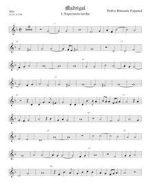 Partition ténor viole de gambe 1, aigu clef, madrigaux, Rimonte, Pedro par Pedro Rimonte