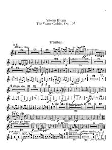Partition trompette 1, 2 (en E, C, E♭), pour Water Goblin, Vodník, Der Wassermann