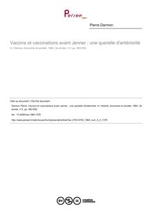Vaccins et vaccinations avant Jenner : une querelle d antériorité - article ; n°4 ; vol.3, pg 583-592