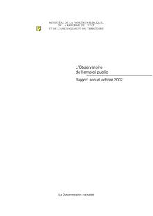 L Observatoire de l emploi public : rapport annuel octobre 2002